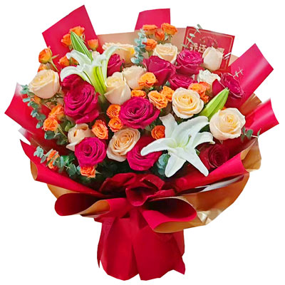 厦门19朵玫瑰百合，爱情永不凋零