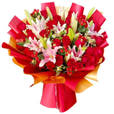 厦门33朵红玫瑰百合，心灵的火花