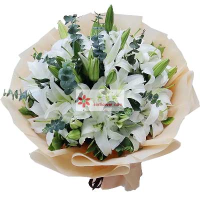 厦门9支白色多头百合，祝福你幸福